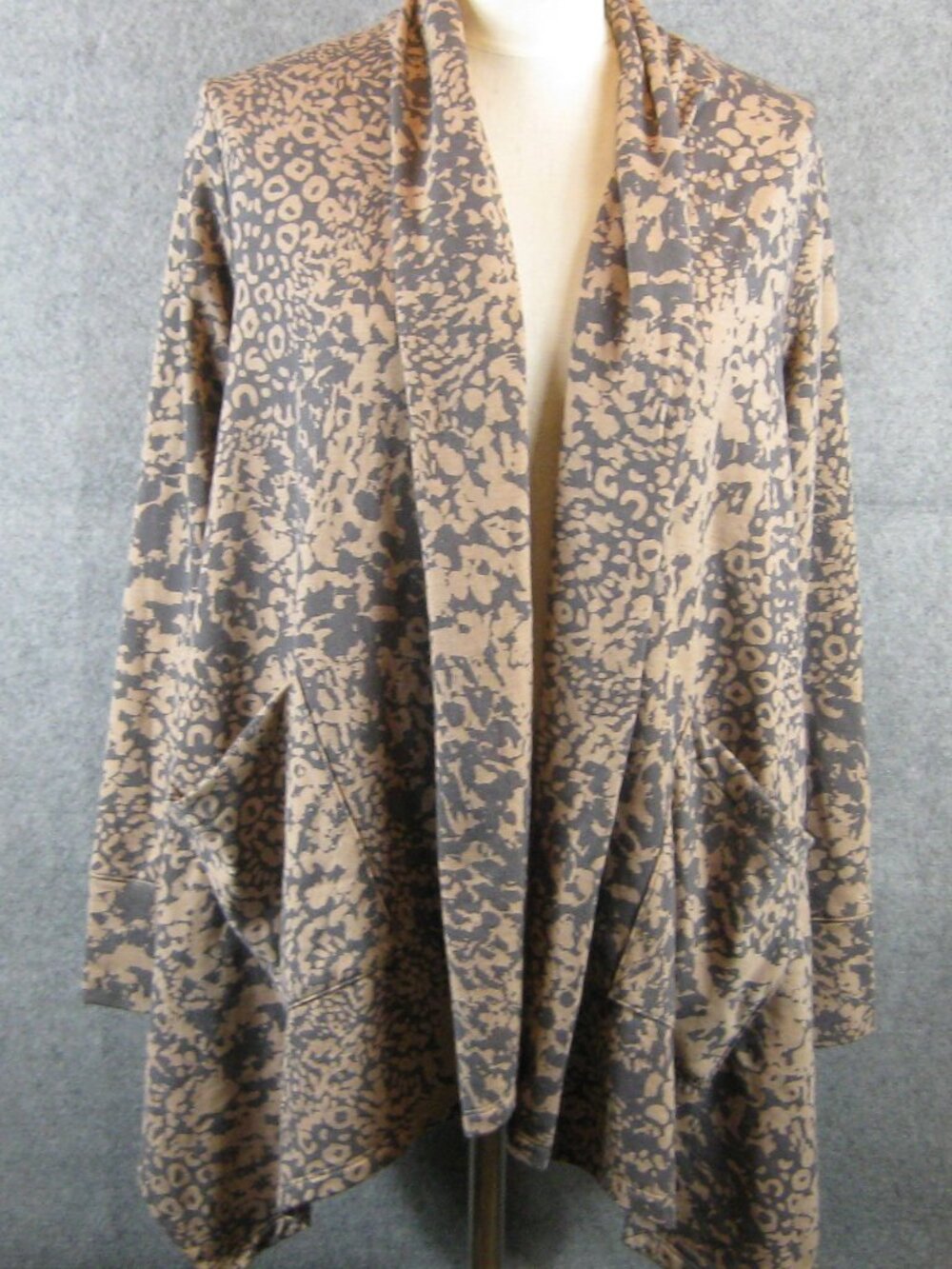 Cuddl Duds Comfortwear French Terry Cascade Front Cardigan M